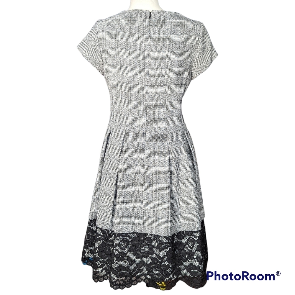 Jessica Howard Black White Plaid Fit & Flare Dress Short Sleeve - Picture 3 of 8